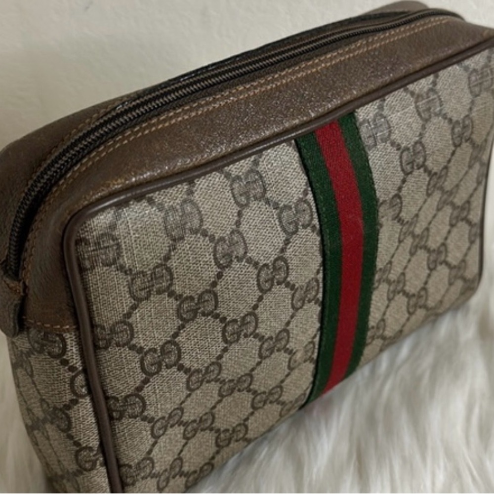 EUC | Authentic GUCCI Vintage GG Supreme Web Sherry Line Cosmetic Bag - Picture 4 of 6